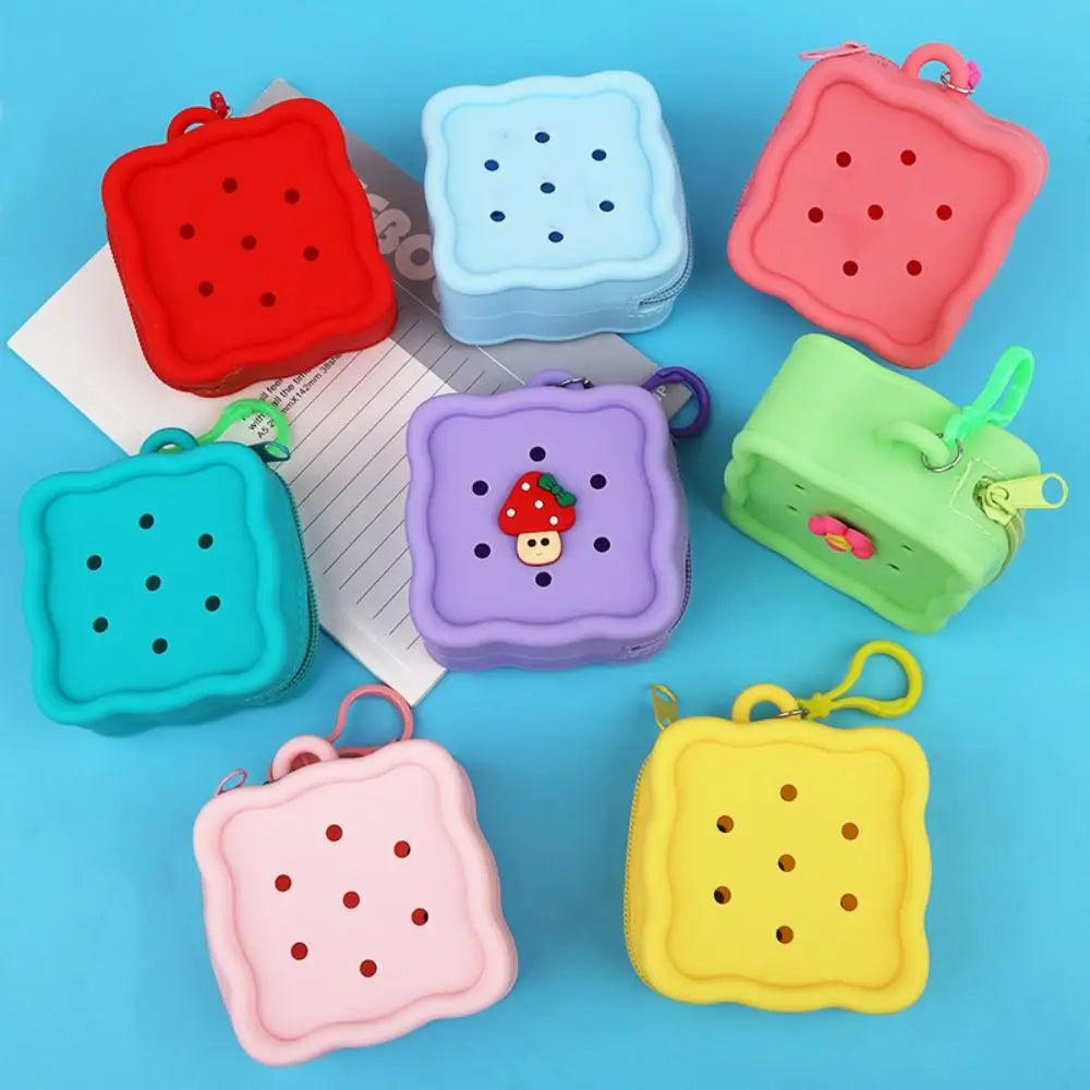 Mini portefeuille à trous en Silicone souple, porte-monnaie à fermeture éclair, porte-carte, sac d'argent pour femmes et filles, pochette de changement à fermeture éclair, sac de rangement organisateur - Tropibag